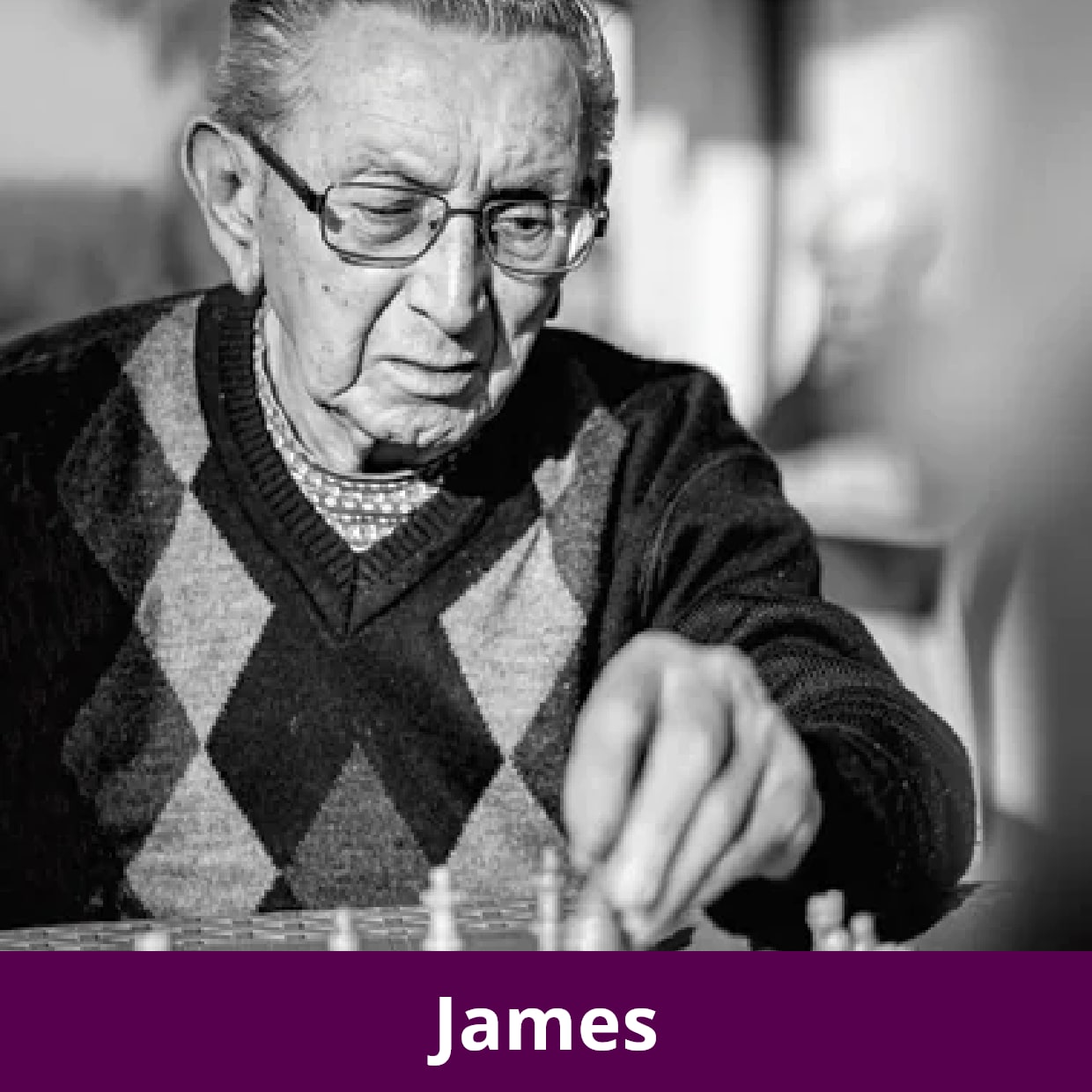 James playing chess James playing a chess game