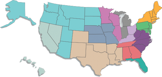 Map of the USA MAC Coverage map of the USA