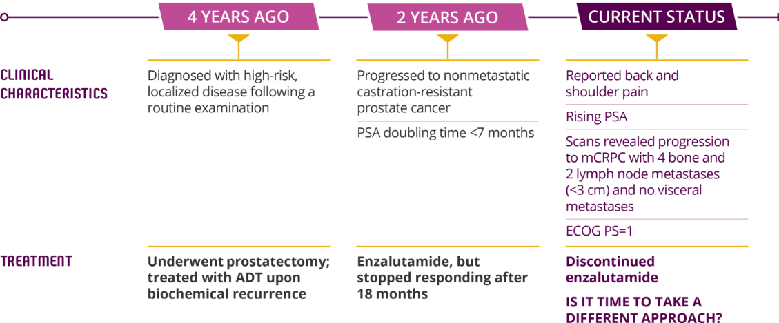 Fred patient history breakdown, looking into clinical characteristics and mCRPC treatment history