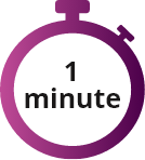 Purple stopwatch with text of 1 minute